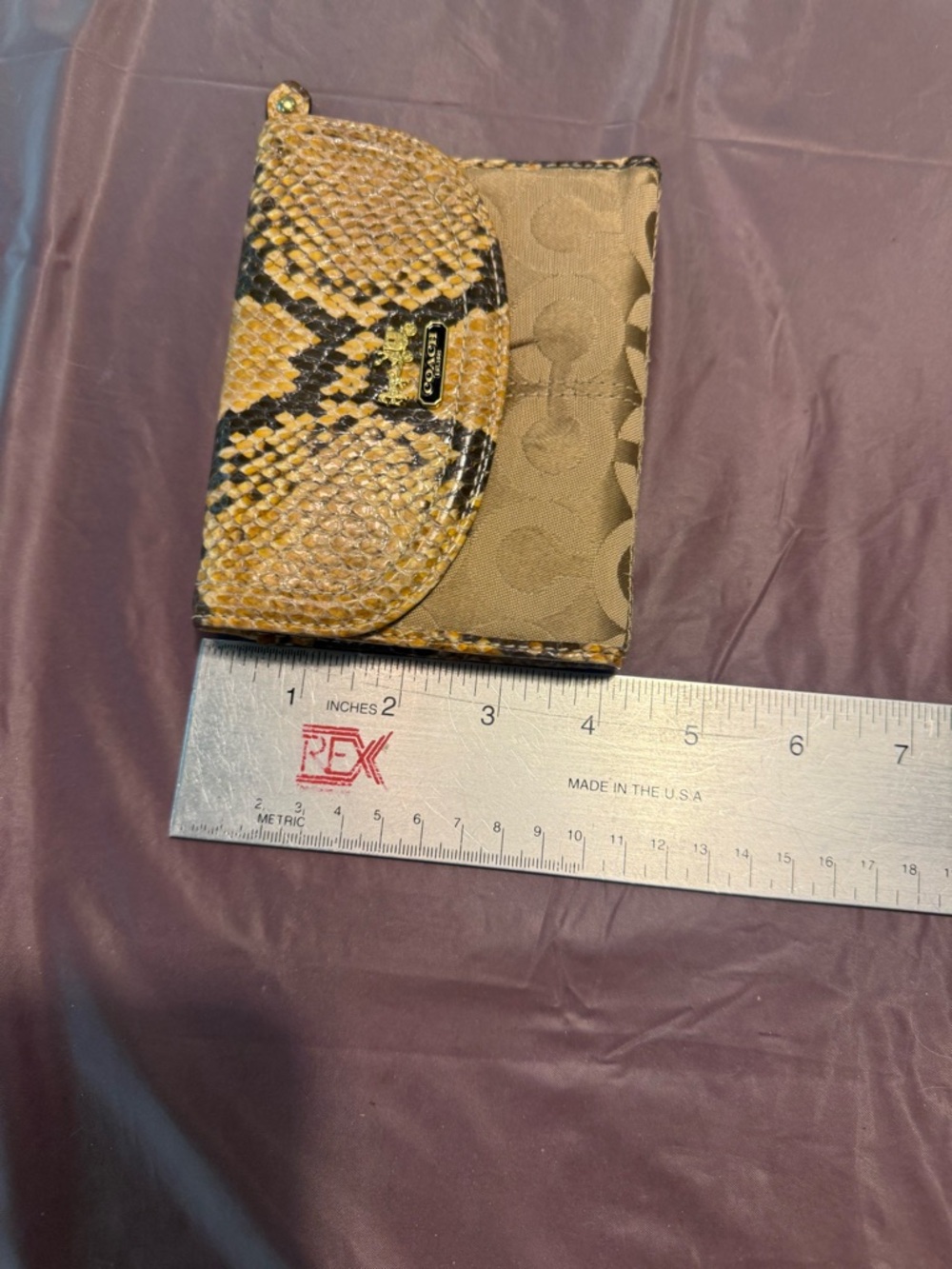 Coach Tan Black Python Snake-Print Signature Wallet - Picture 7 of 9